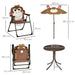 Kids monkey design garden set with foldable chair, adjustable umbrella, and round table