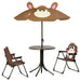 Kids monkey design garden set with foldable chairs and adjustable umbrella
