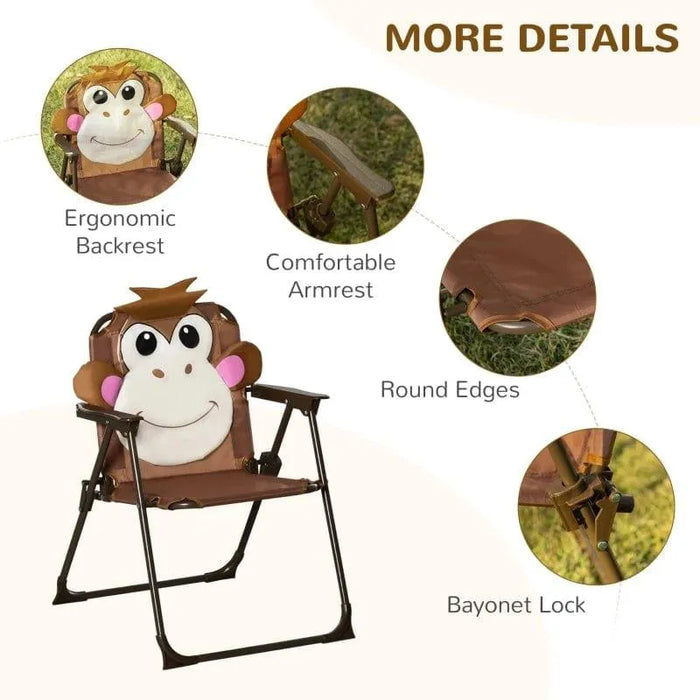 Kids monkey design garden chair with ergonomic backrest, armrest, round edges, bayonet lock