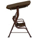 Kids monkey design swing seat with sunshade canopy, brown frame, garden use