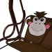 Kids monkey design swing seat with brown frame and cartoon monkey backrest
