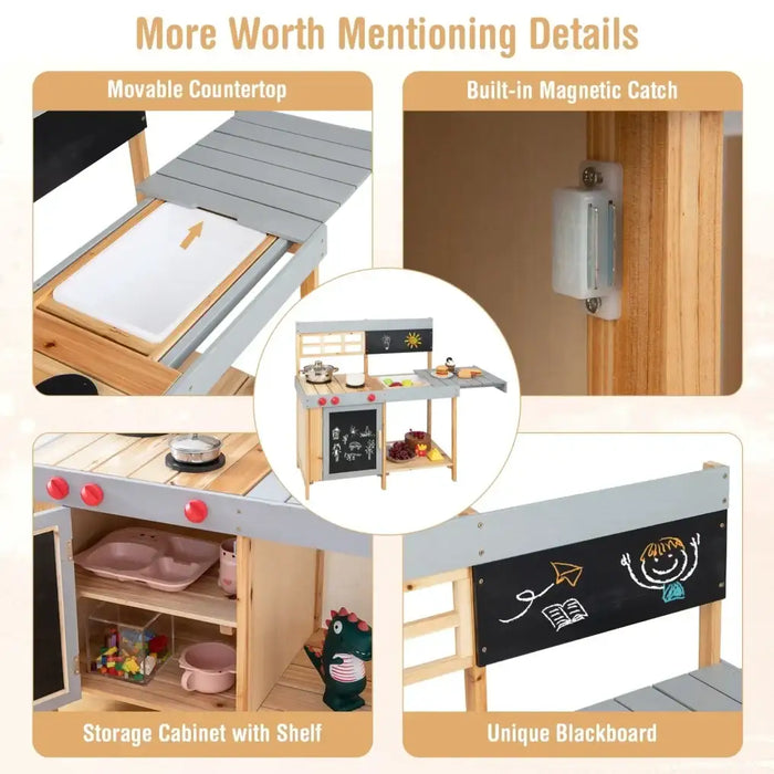 Kids Mud Kitchen – Wooden Outdoor Play Kitchen | Stovetop, Water Box and Storage Cabinet COSTWAY - Little and Giant Explorers Costway