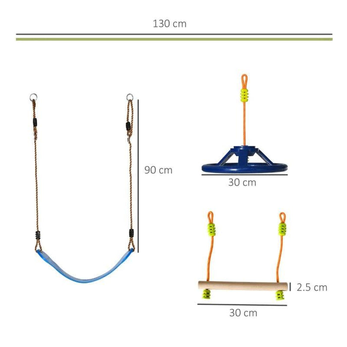 Ninja Obstacle Course with Monkey Bar, Gym Ring, Climbing Rope and Ladder - Little and Giant Explorers Outsunny