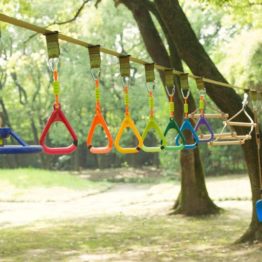 Ninja Obstacle Course with Monkey Bar, Gym Ring, Climbing Rope and Ladder - Little and Giant Explorers Outsunny