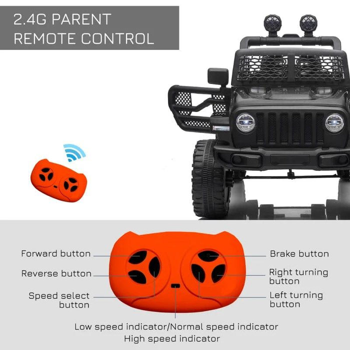 Off Road Electric Ride on Car Toy with Remote Control, Horn, Lights and Suspension Wheels 12V - Little and Giant Explorers HOMCOM