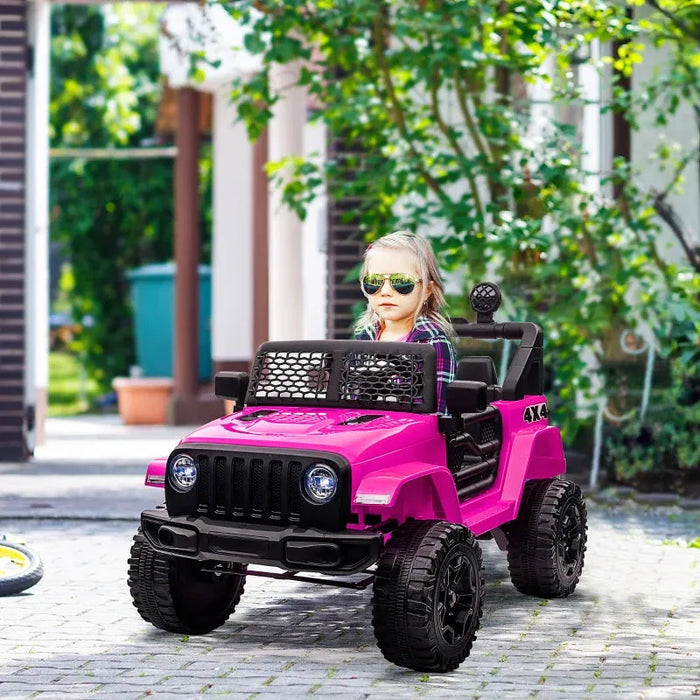 Kids Off-Road Electric Ride-On Car Toy with Remote Control in Pink 12V - Little and Giant Explorers HOMCOM