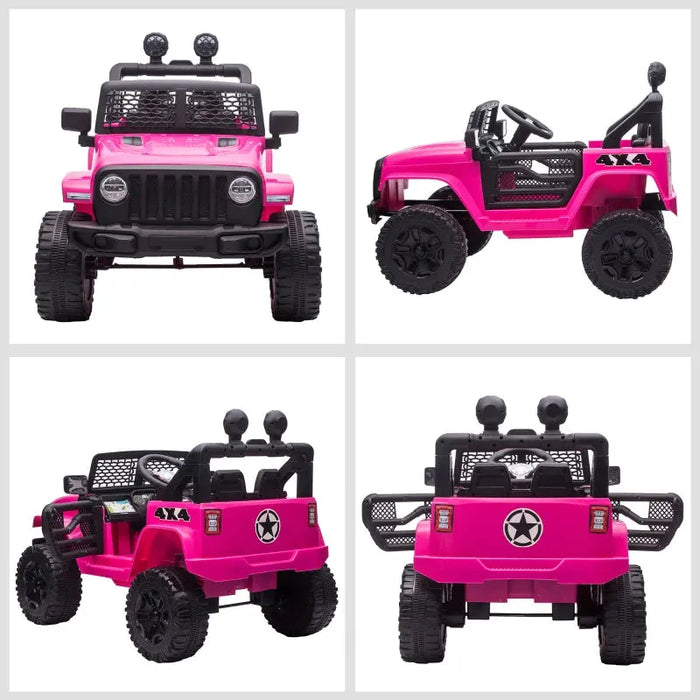 Kids Off-Road Electric Ride-On Car Toy with Remote Control in Pink 12V - Little and Giant Explorers HOMCOM