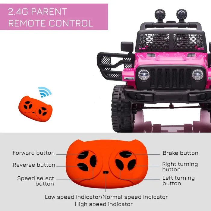 Kids Off-Road Electric Ride-On Car Toy with Remote Control in Pink 12V - Little and Giant Explorers HOMCOM