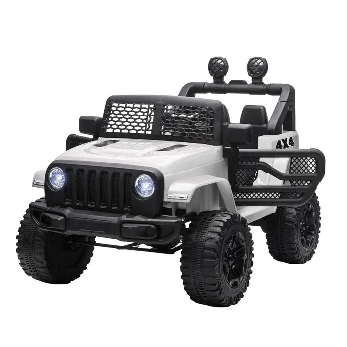 Kids Off-Road Electric Ride-On Car Toy with Remote Control in White 12V - Little and Giant Explorers HOMCOM