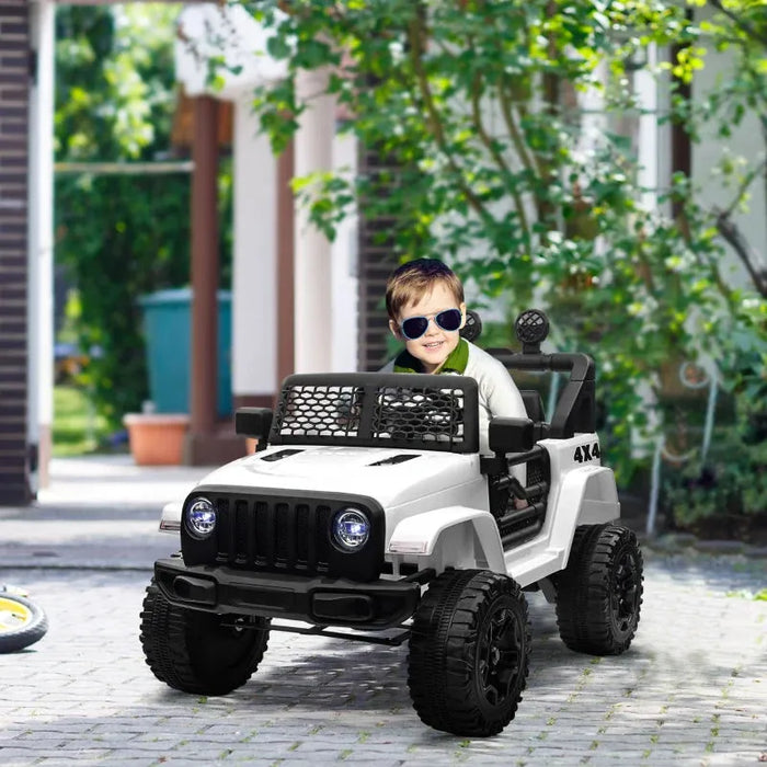 Kids Off-Road Electric Ride-On Car Toy with Remote Control in White 12V - Little and Giant Explorers HOMCOM