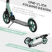 One-Click Folding Kick Scooter with Adjustable Handlebar Kickstand, Dual Brake System, Shock Absorber, 200mm Wheels and ABEC-9 Bearings - Little and Giant Explorers HOMCOM