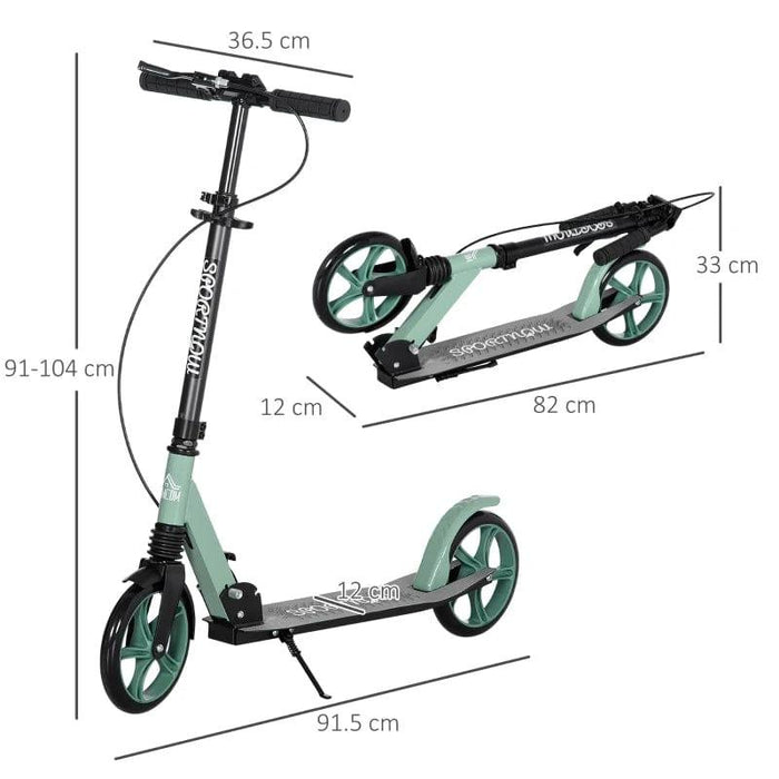 One-Click Folding Kick Scooter with Adjustable Handlebar Kickstand, Dual Brake System, Shock Absorber, 200mm Wheels and ABEC-9 Bearings - Little and Giant Explorers HOMCOM