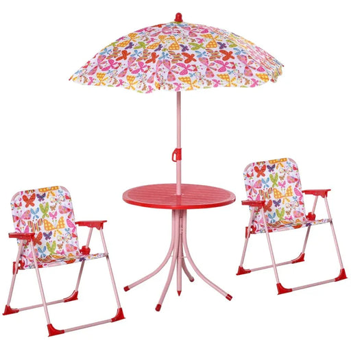 Kids Outdoor Bistro Table and Chair Set - Butterfly Design - Little and Giant Explorers Outsunny