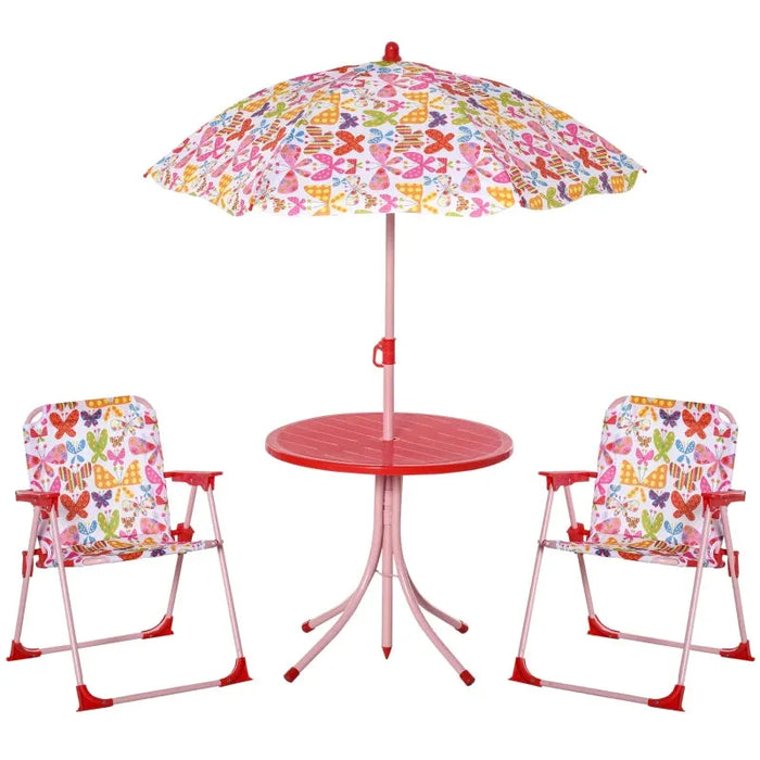 Kids Outdoor Bistro Table and Chair Set - Butterfly Design - Little and Giant Explorers Outsunny