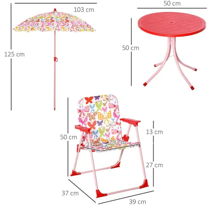 Kids Outdoor Bistro Table and Chair Set - Butterfly Design - Little and Giant Explorers Outsunny