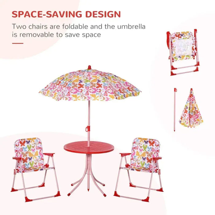 Kids Outdoor Bistro Table and Chair Set - Butterfly Design - Little and Giant Explorers Outsunny