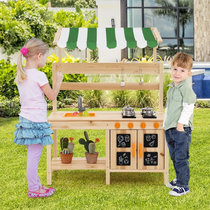 Kids Outdoor Mud Kitchen with Canopy - Little and Giant Explorers Costway