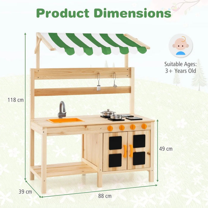 Kids Outdoor Mud Kitchen with Canopy - Little and Giant Explorers Costway