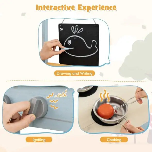 Kids Outdoor Wooden Mud Kitchen with Picnic Table | Garden Cooking and Dining Station COSTWAY - Little and Giant Explorers Costway