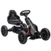 Black kids pedal go kart with adjustable seat, handbrake, and sturdy wheels