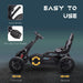 Black kids pedal go kart with adjustable seat, hand brake, and anti-slip foot pedals