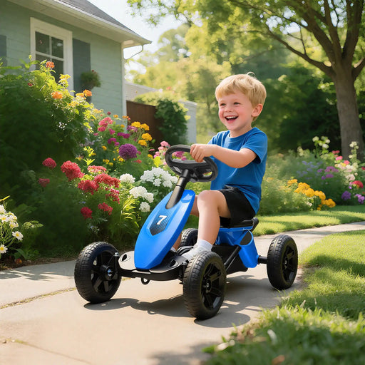 Kids Pedal Go-Kart Blue | Compact with Four EVA Wheels - Little and Giant Explorers AIYAPLAY