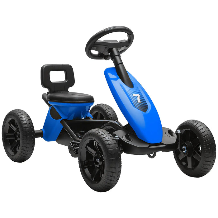 Kids Pedal Go-Kart Blue | Compact with Four EVA Wheels - Little and Giant Explorers AIYAPLAY