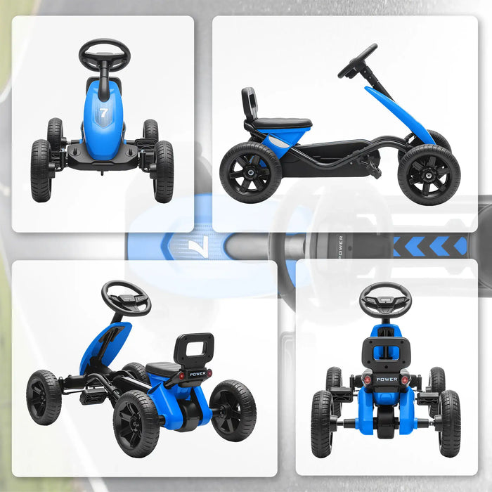 Kids Pedal Go-Kart Blue | Compact with Four EVA Wheels - Little and Giant Explorers AIYAPLAY