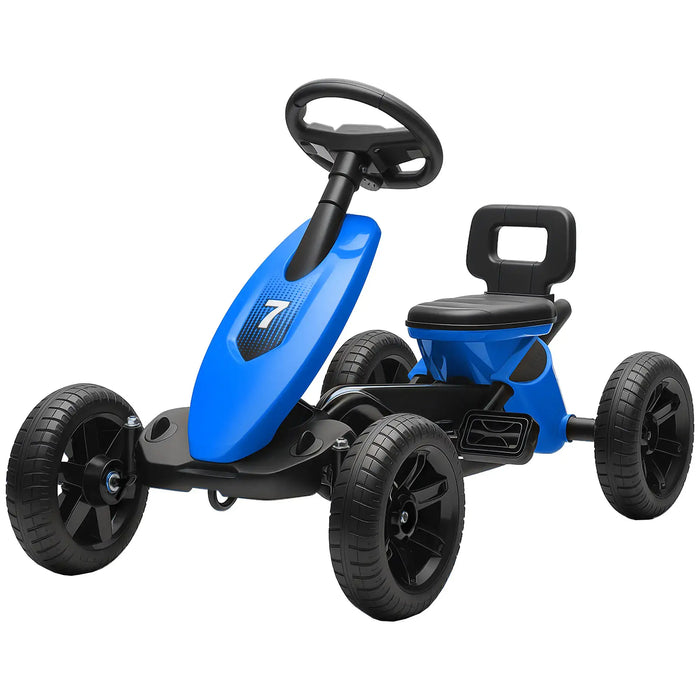Kids Pedal Go-Kart Blue | Compact with Four EVA Wheels - Little and Giant Explorers AIYAPLAY