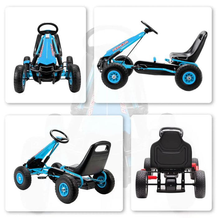 Kids Pedal Go-Kart – Blue | Adjustable Seat, Handbrake and EVA Tyres AIYAPLAY - Little and Giant Explorers AIYAPLAY