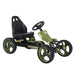 Green and black kids pedal go-kart with handbrake and chain drive, FAST ATTACK model