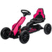 Pink and black kids pedal go kart with adjustable seat and handbrake, four wheels