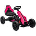 Pink and black kids pedal go-kart with adjustable seat and handbrake