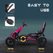 Pink and black kids pedal go kart with adjustable seat, hand brake, and anti-slip pedals