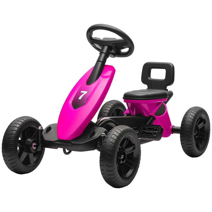Kids Pedal Go-Kart Pink | Compact with Four EVA Wheels - Little and Giant Explorers AIYAPLAY