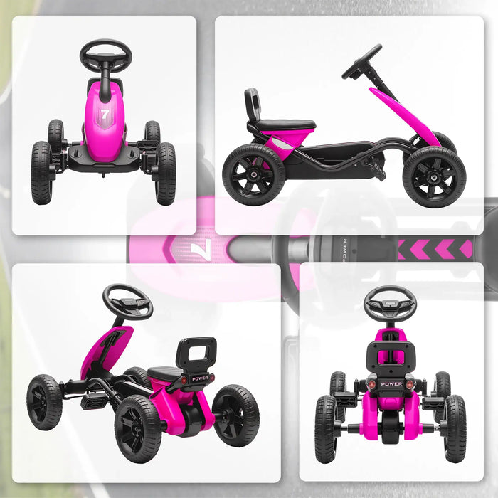 Kids Pedal Go-Kart Pink | Compact with Four EVA Wheels - Little and Giant Explorers AIYAPLAY