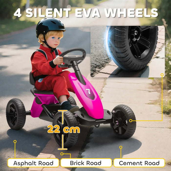 Kids Pedal Go-Kart Pink | Compact with Four EVA Wheels - Little and Giant Explorers AIYAPLAY