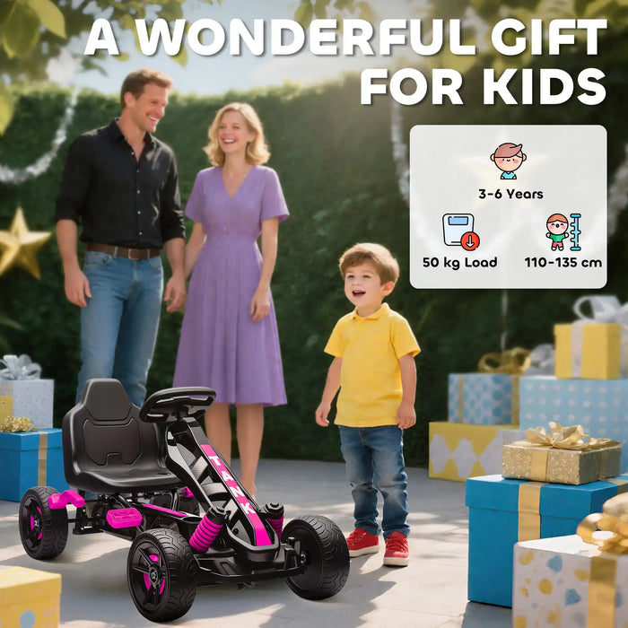 Kids Pedal Go-Kart Pink | Advanced with Automatic Clutch System - Little and Giant Explorers AIYAPLAY