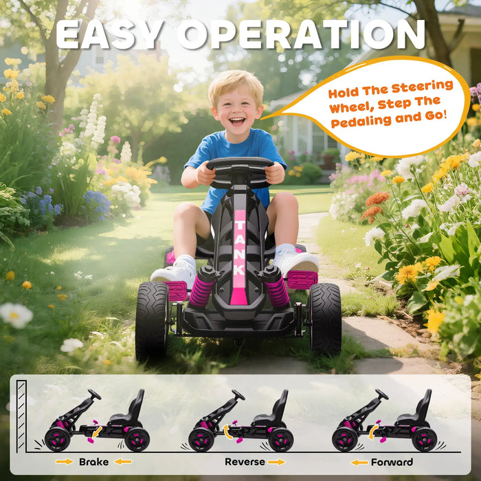 Kids Pedal Go-Kart Pink | Advanced with Automatic Clutch System - Little and Giant Explorers AIYAPLAY