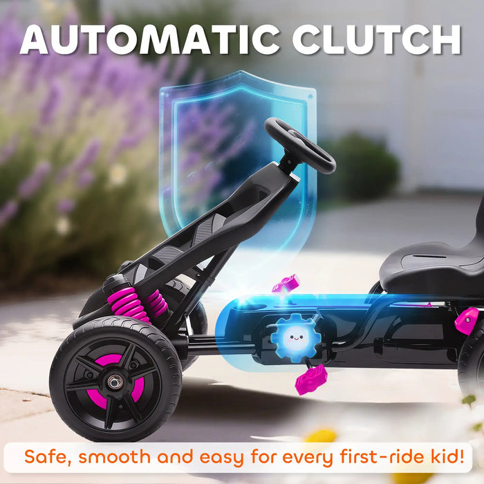 Kids Pedal Go-Kart Pink | Advanced with Automatic Clutch System - Little and Giant Explorers AIYAPLAY