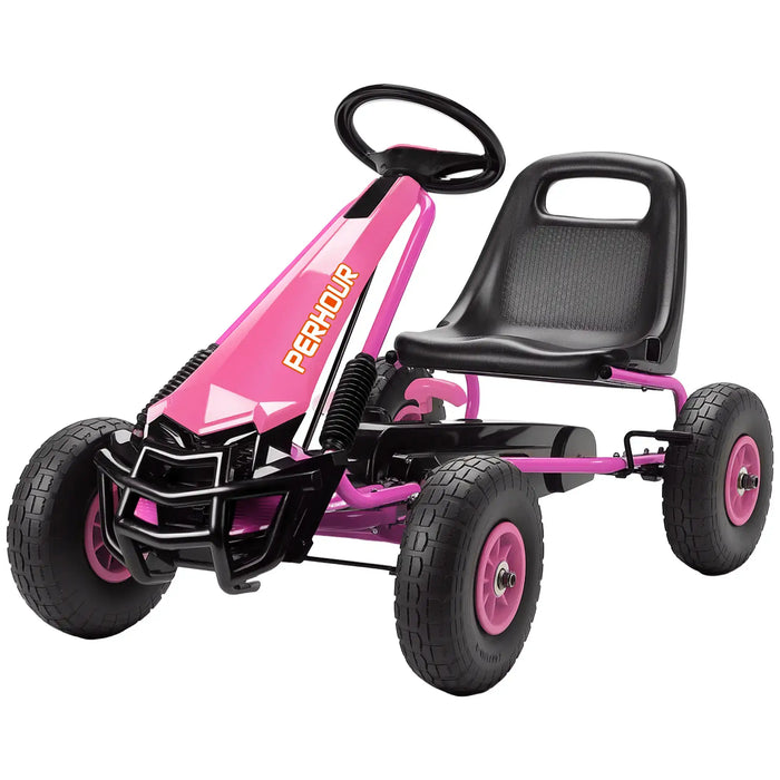 Kids Pedal Go-Kart – Pink | Adjustable Seat, Handbrake and EVA Tyres AIYAPLAY - Little and Giant Explorers