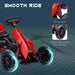 Red and black kids pedal go kart with swing axle and shock-absorbed EVA wheels