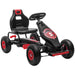 Red and black kids pedal go-kart with shock-absorbing suspension and sporty design