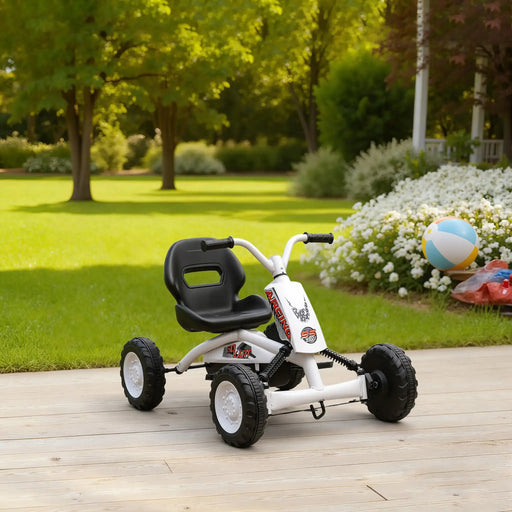 Kids Pedal Go-Kart – White | Four-Wheel Stability, Pedal Power and Sporty Design AIYAPLAY - Little and Giant Explorers
