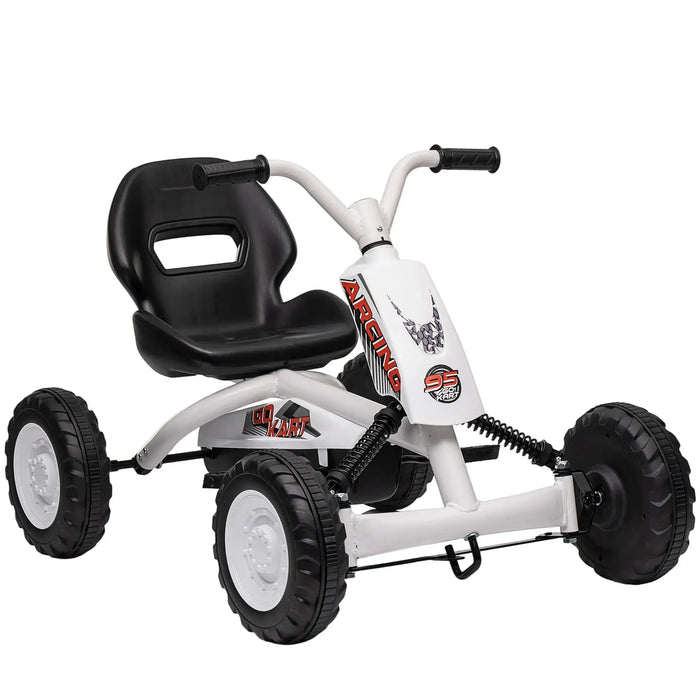 Kids Pedal Go-Kart – White | Four-Wheel Stability, Pedal Power and Sporty Design AIYAPLAY - Little and Giant Explorers