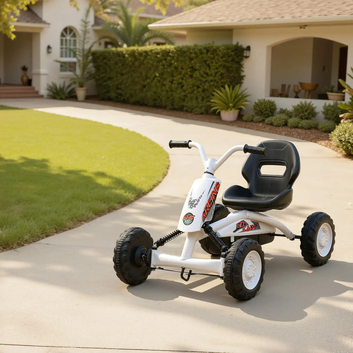 Kids Pedal Go-Kart – White | Four-Wheel Stability, Pedal Power and Sporty Design AIYAPLAY - Little and Giant Explorers