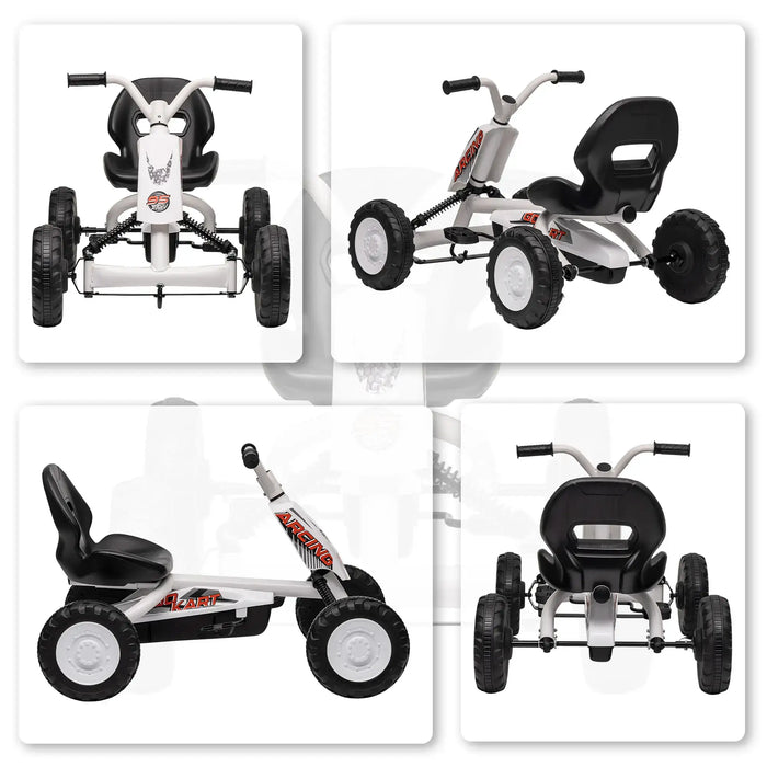 Kids Pedal Go-Kart – White | Four-Wheel Stability, Pedal Power and Sporty Design AIYAPLAY - Little and Giant Explorers