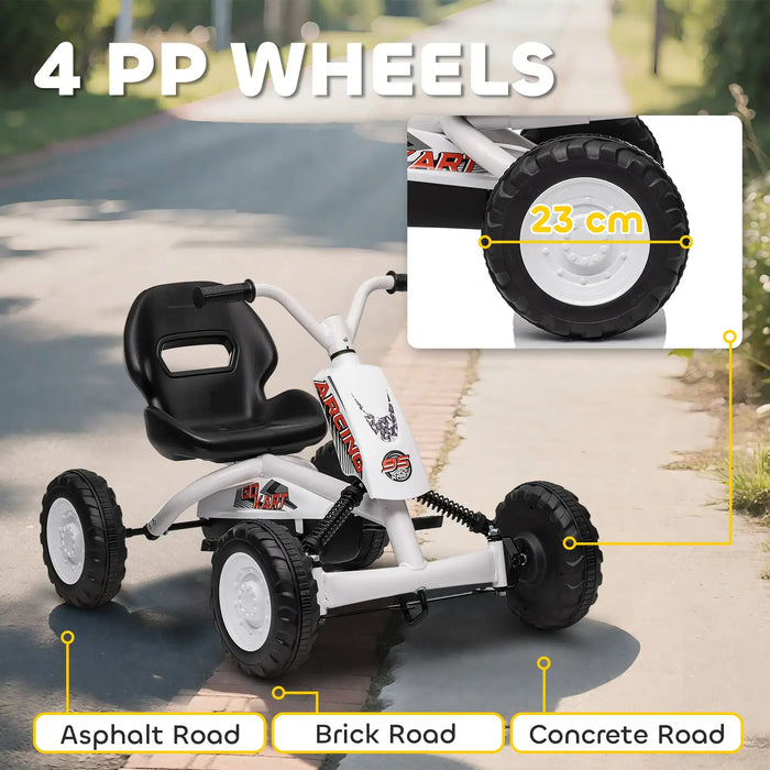 Kids Pedal Go-Kart – White | Four-Wheel Stability, Pedal Power and Sporty Design AIYAPLAY - Little and Giant Explorers