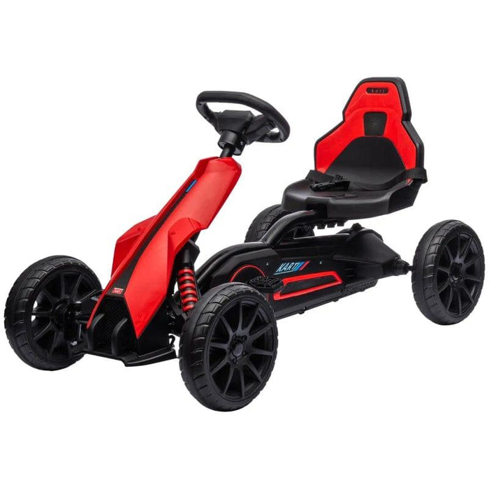 Pedal Go Kart with Adjustable Seat, EVA Wheels, Adjustable Seat and Handbrake in Red - Little and Giant Explorers HOMCOM