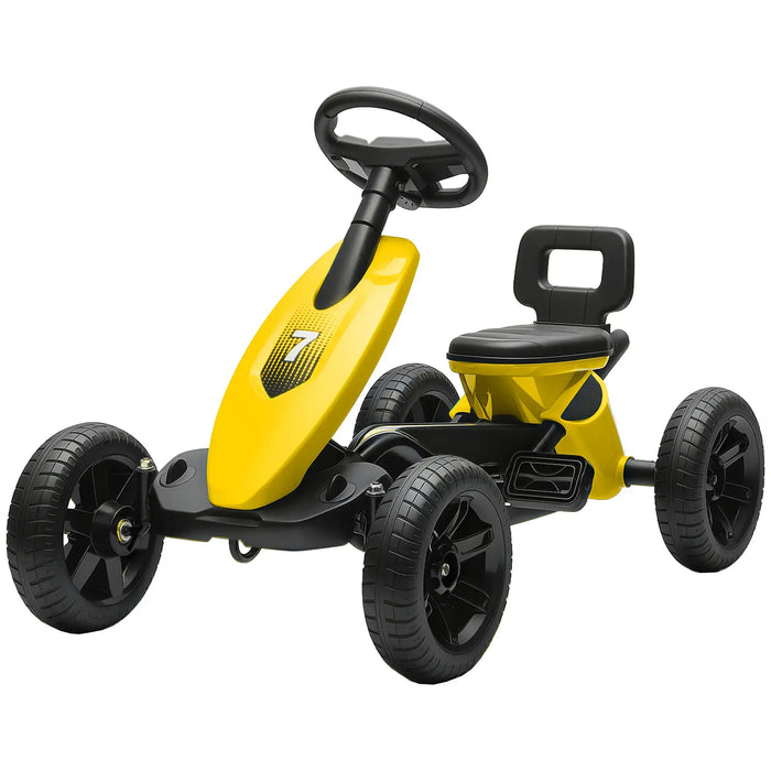 Kids Pedal Go-Kart Yellow | Compact with Four EVA Wheels - Little and Giant Explorers AIYAPLAY